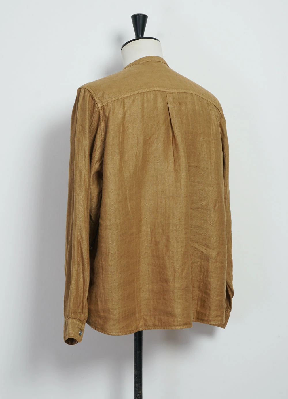 KAPITAL PENNY SHIRT | Gauze Linen Herringbone Shirt | Gold - Image 3