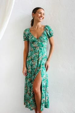 Anya Dress GREEN FLORAL
