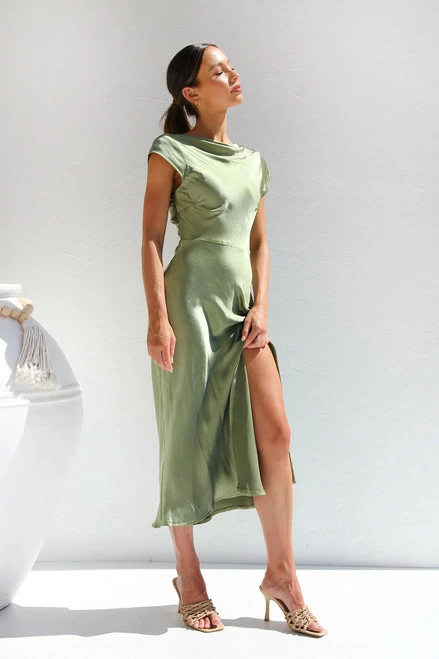 Elena Dress OLIVE - Image 3