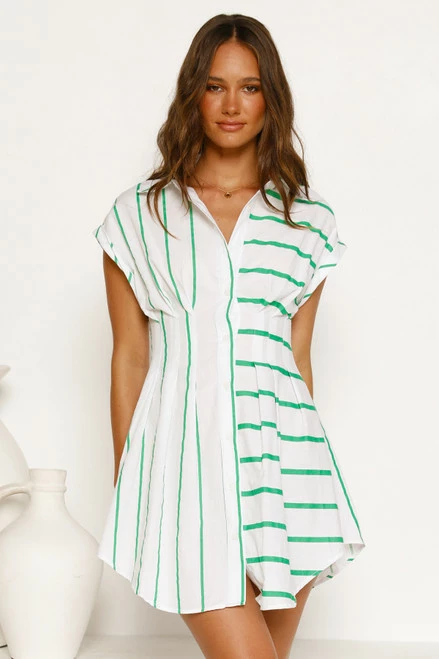 Avie Dress GREEN STRIPE - Image 4