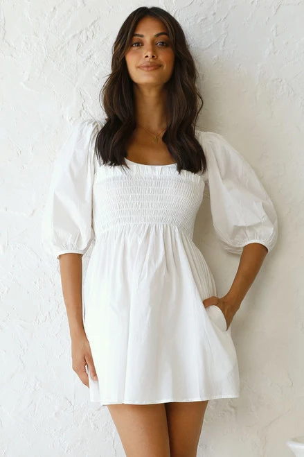 Abbey Mini Dress WHITE - Image 3