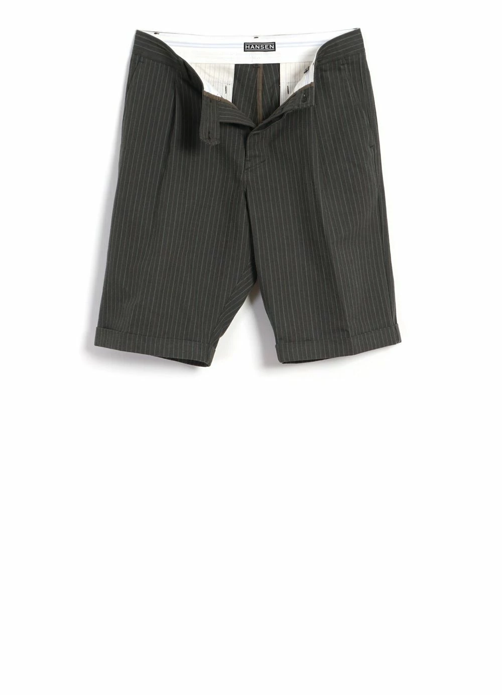 HANSEN GARMENTS BIRK | Single Pleated Shorts | Khaki Pin - Image 5