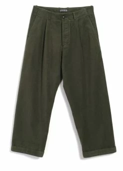 HANSEN GARMENTS BOBBY | Super Wide Pleated Trousers | Dark Green