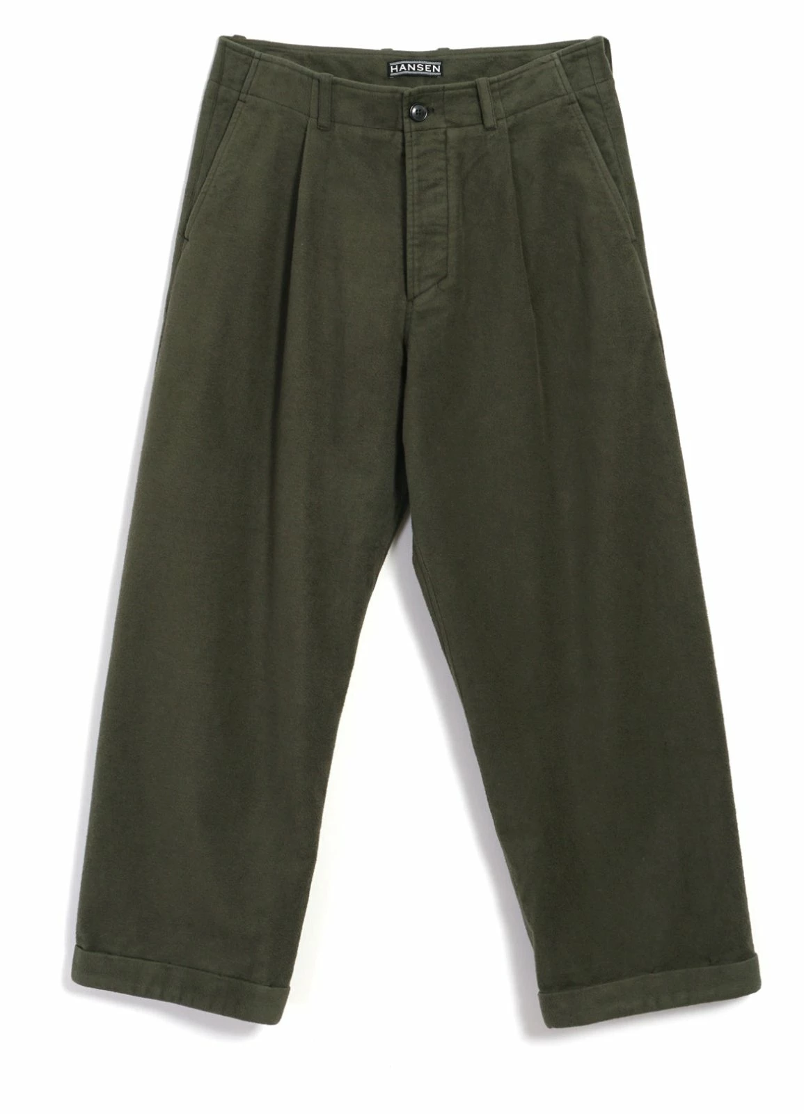 HANSEN GARMENTS BOBBY | Super Wide Pleated Trousers | Dark Green