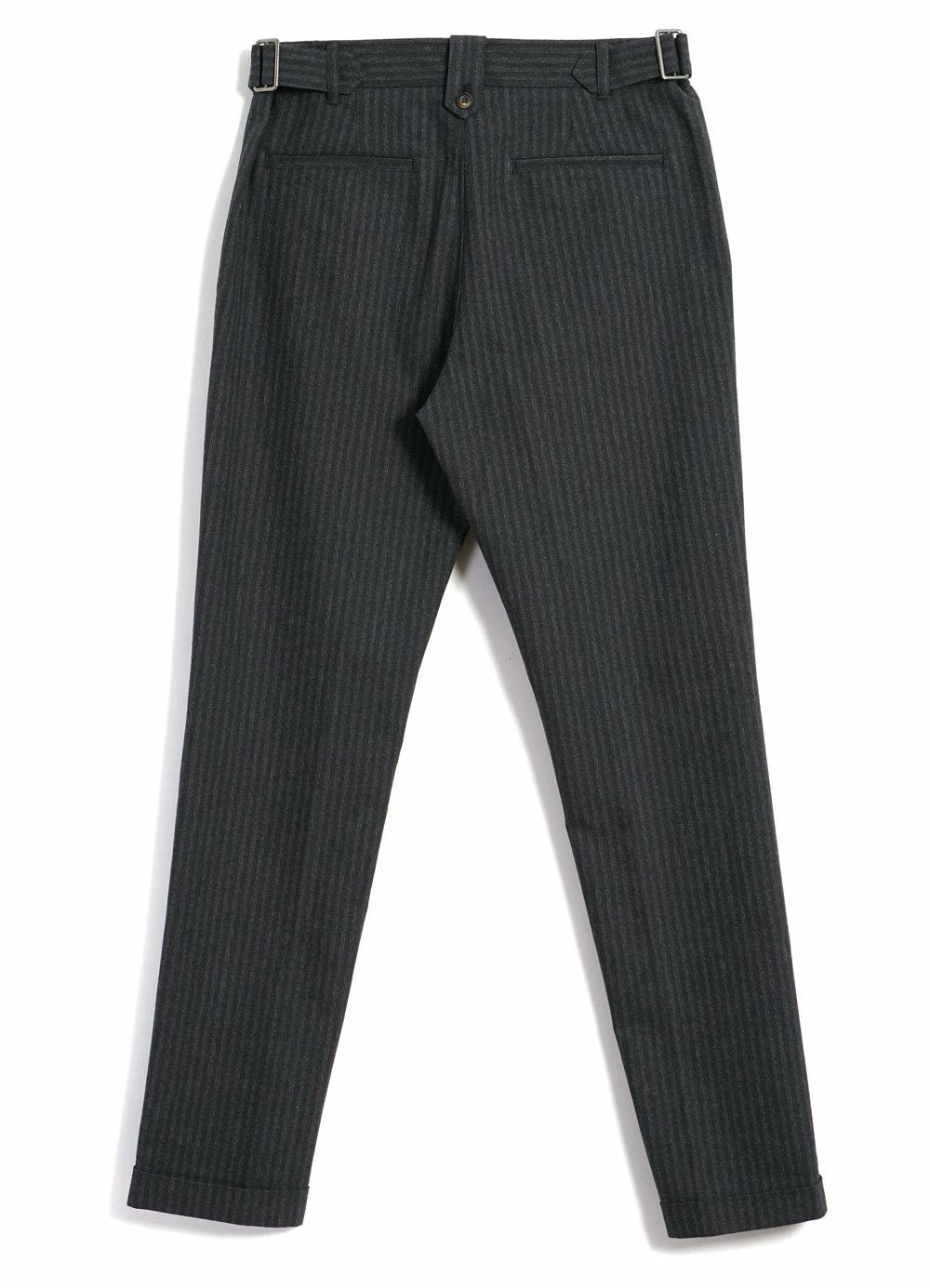 HANSEN GARMENTS FINN | Side Buckle Regular Trousers | Grey Pin - Image 4