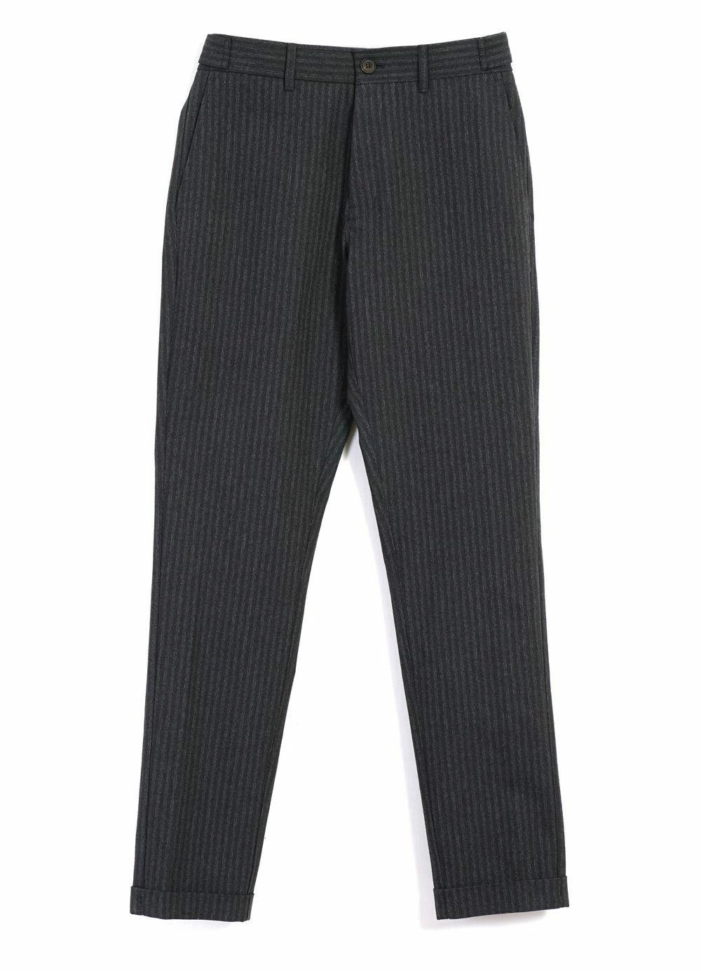 HANSEN GARMENTS FINN | Side Buckle Regular Trousers | Grey Pin