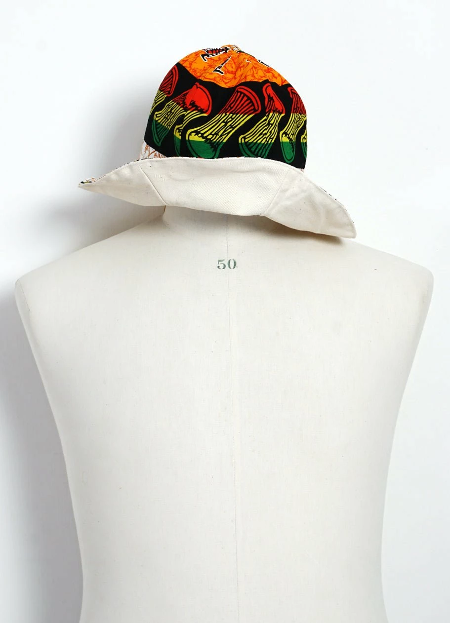 Monitaly FLOP HAT | African Wax Block Print Hat | Rasta - Image 2