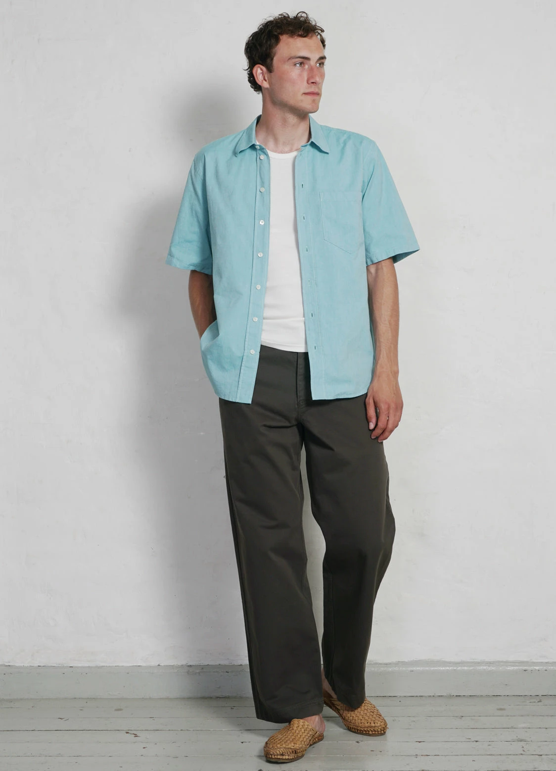 HANSEN GARMENTS REIDAR | Loose Fit Short Sleeve Shirt | Miami Green - Image 4