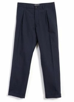 HANSEN GARMENTS SUNE | Pleated Wide Cut Trousers | Blue Pin