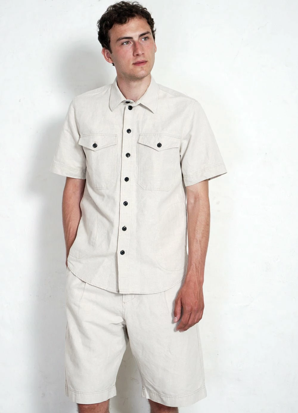 HANSEN GARMENTS VILLY | Short Sleeve Shirt | Flax Nature - Image 3