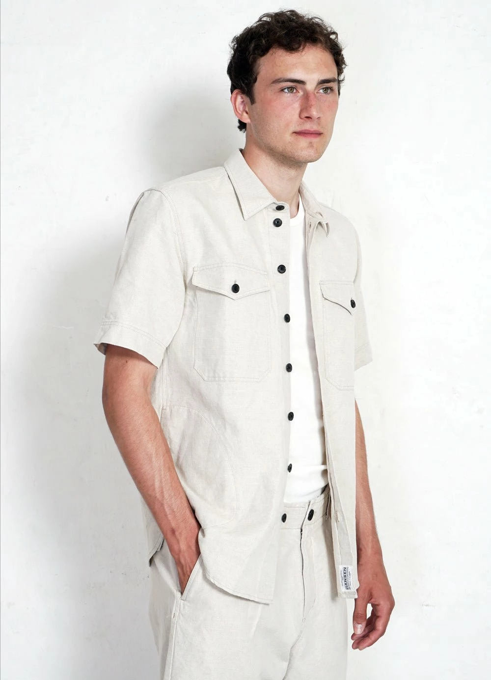 HANSEN GARMENTS VILLY | Short Sleeve Shirt | Flax Nature - Image 2